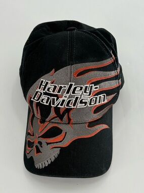 Harley Davidson Vintage Skull & Flames Fitted Baseball Hat XL